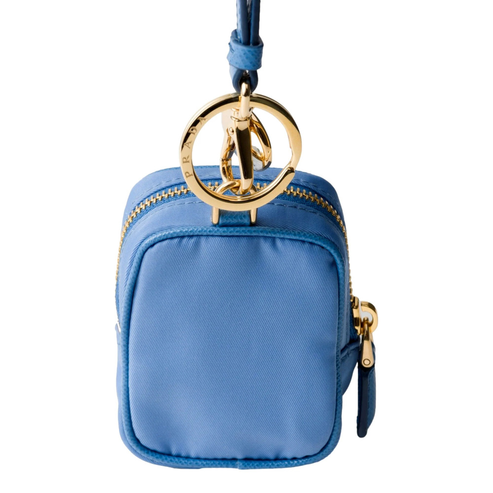 Prada Blue Nylon Leather Mini Pouch Bag Charm